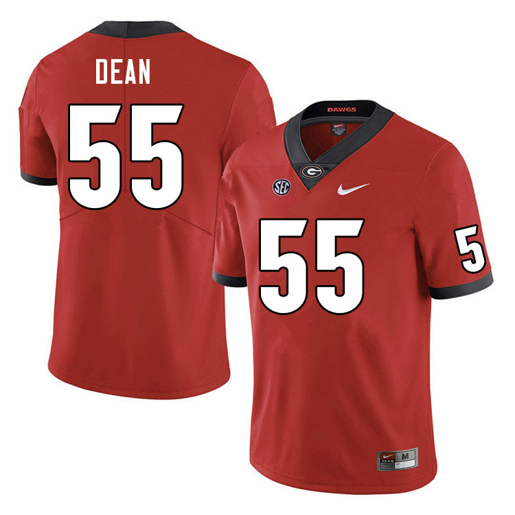 Men #55 Marlin Dean Georgia Bulldogs College Football Jerseys Sale-Red - Click Image to Close